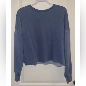 Blue Cropped Crewneck Pullover